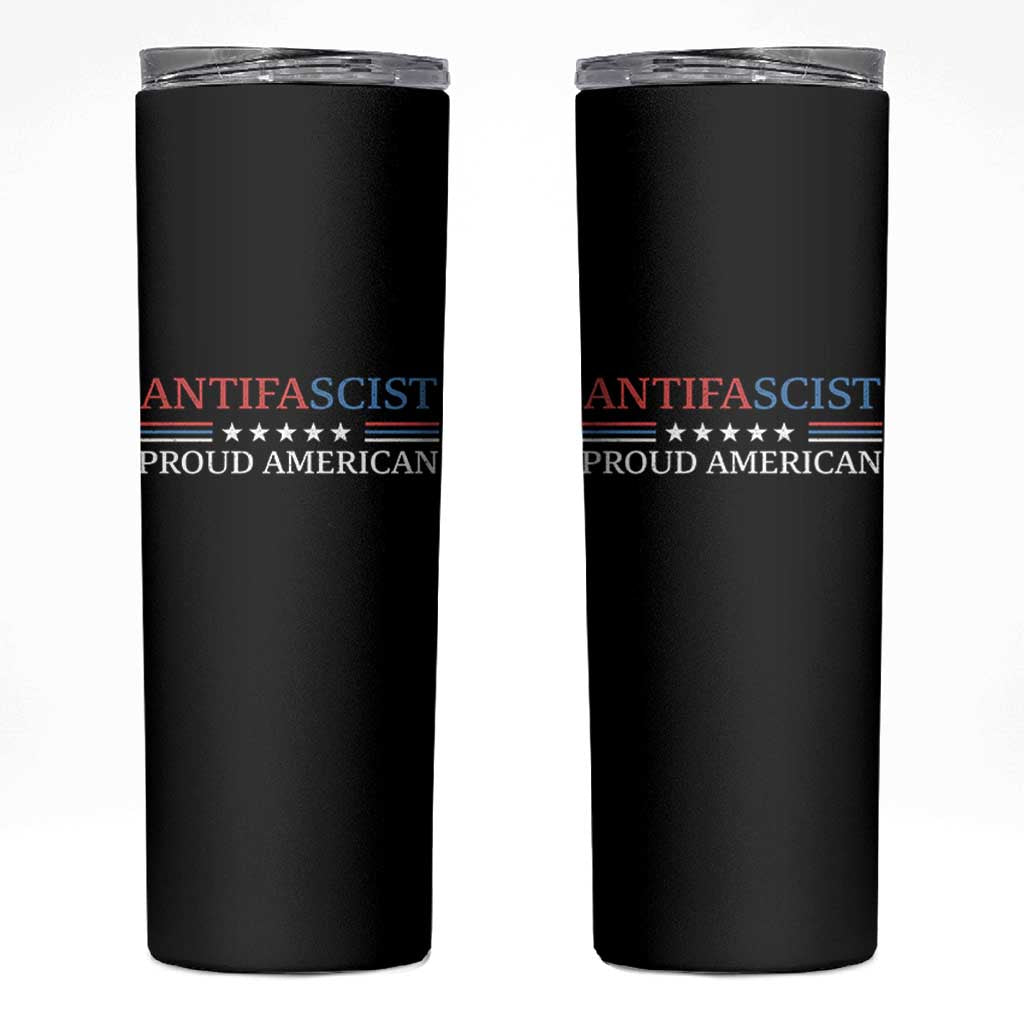 Antifascist Proud American Skinny Tumbler Fight Fascism Protest Liberal Democrat - Wonder Print Shop
