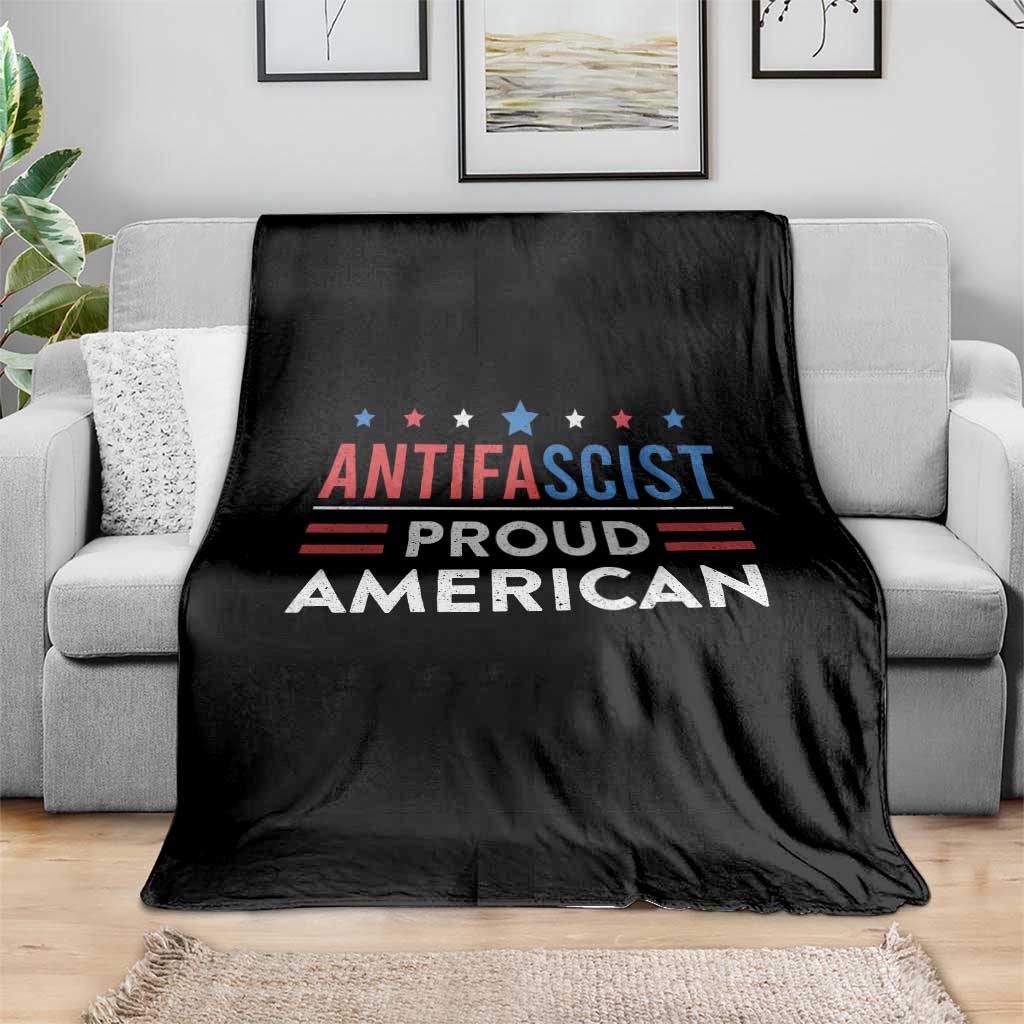 Antifascist Proud American Throw Blanket Fight Fascism Protest Human Rights - Wonder Print Shop