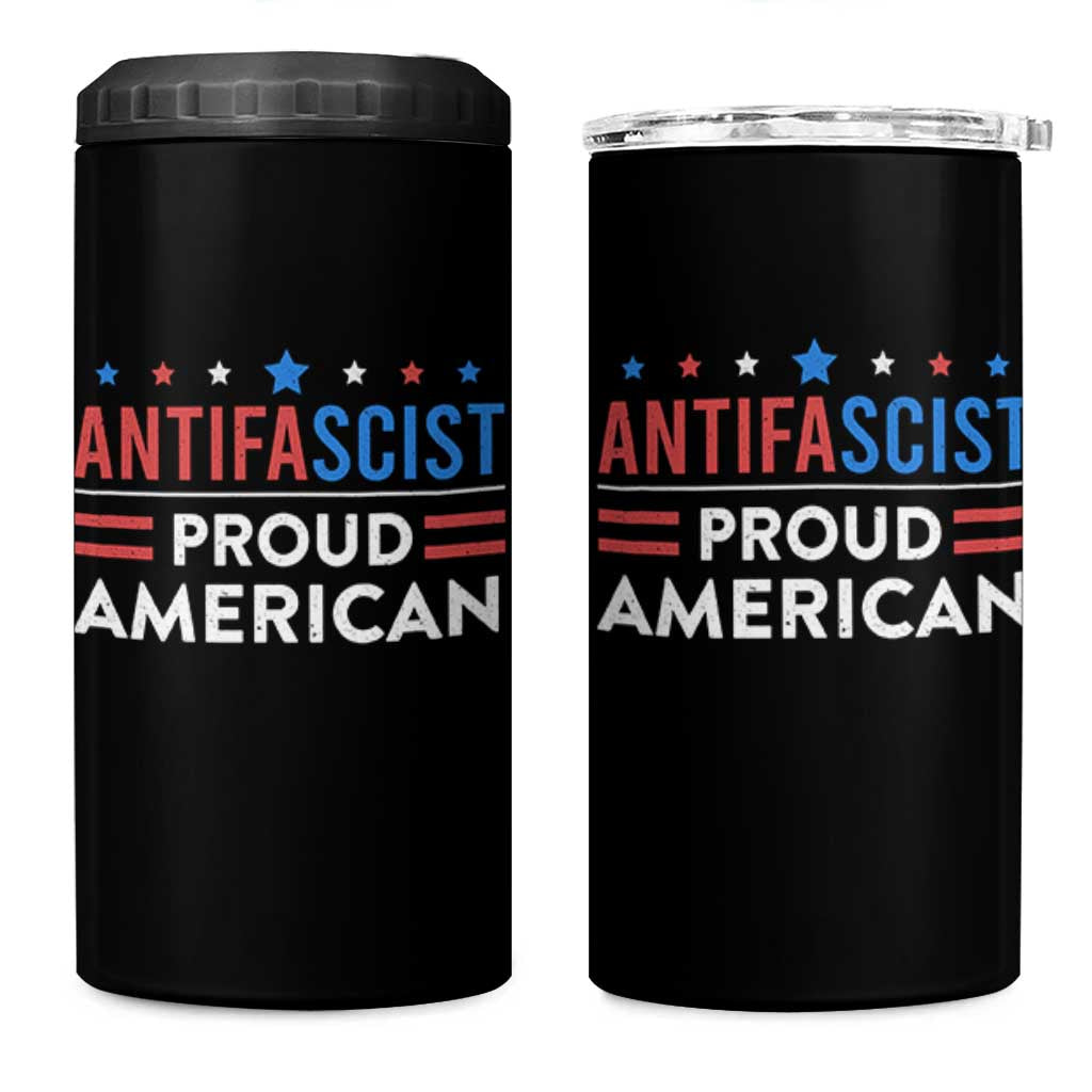 Antifascist Proud American 4 in 1 Can Cooler Tumbler Fight Fascism Protest Human Rights - Wonder Print Shop