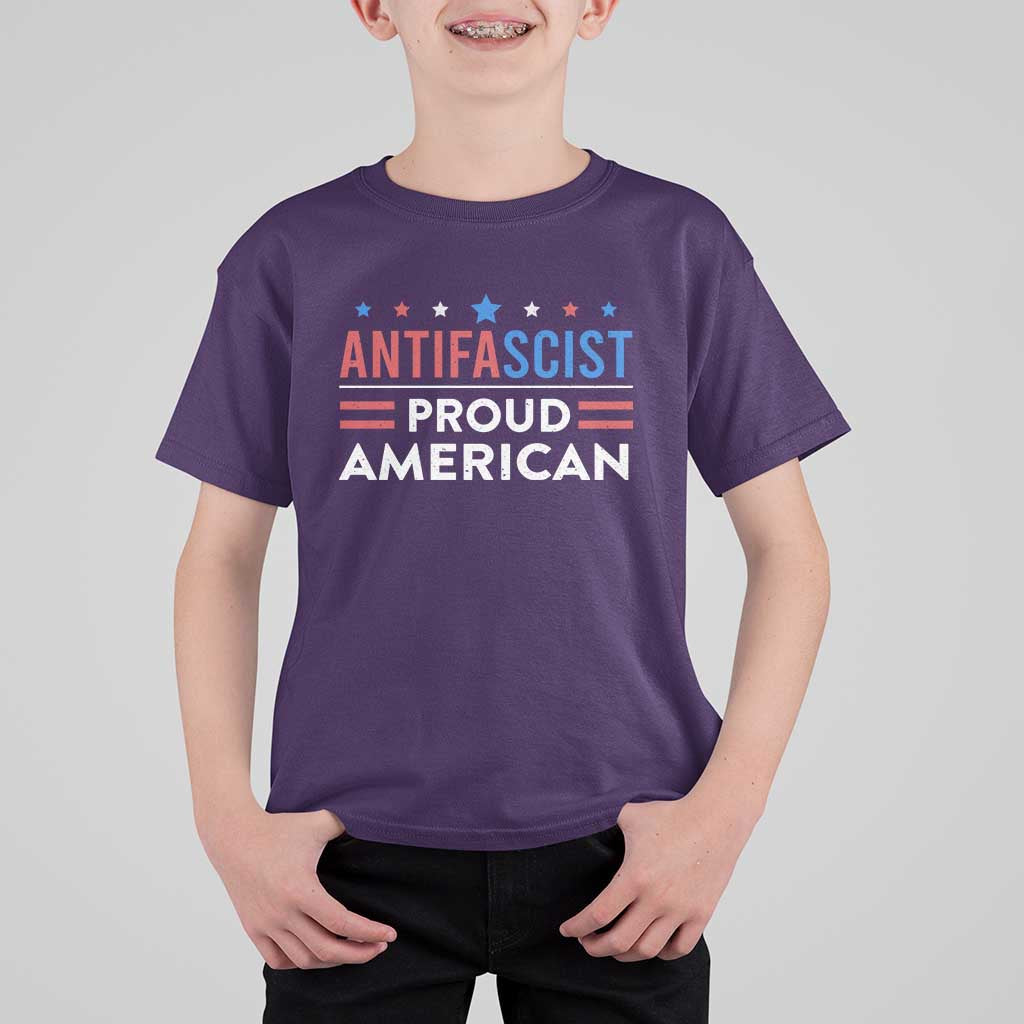 Antifascist Proud American T Shirt For Kid Fight Fascism Protest Human Rights - Wonder Print Shop