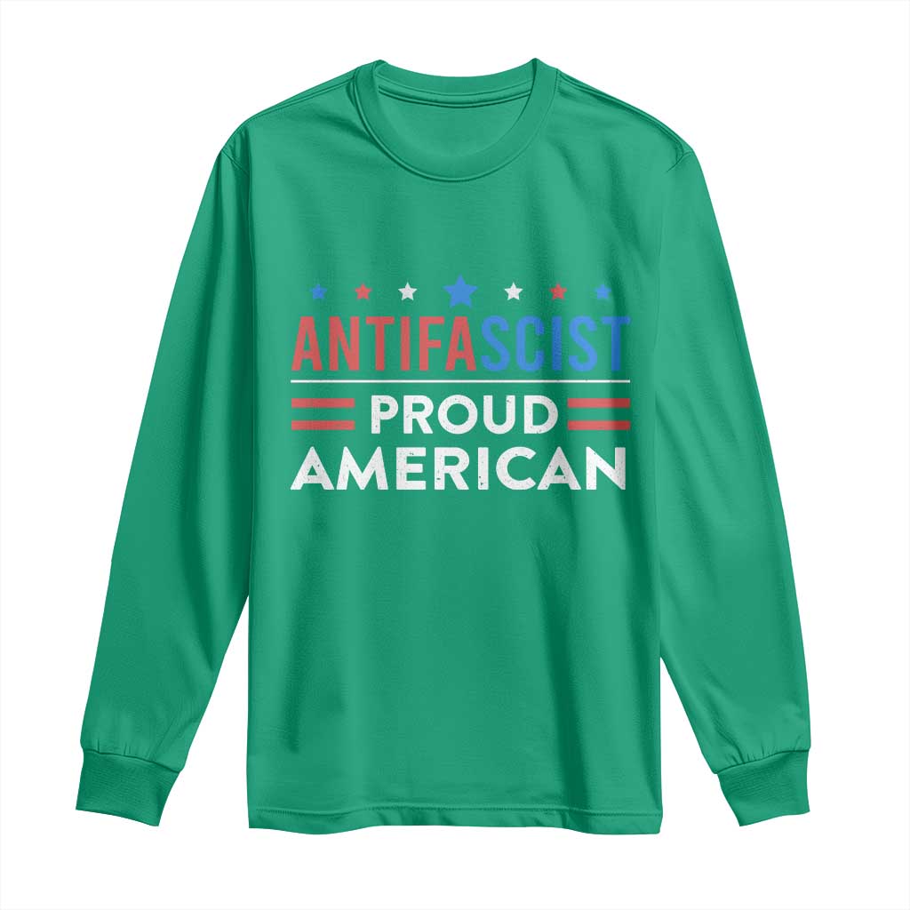 Antifascist Proud American Long Sleeve Shirt Fight Fascism Protest Human Rights - Wonder Print Shop