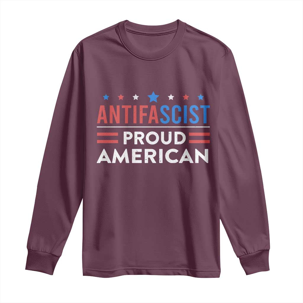 Antifascist Proud American Long Sleeve Shirt Fight Fascism Protest Human Rights - Wonder Print Shop