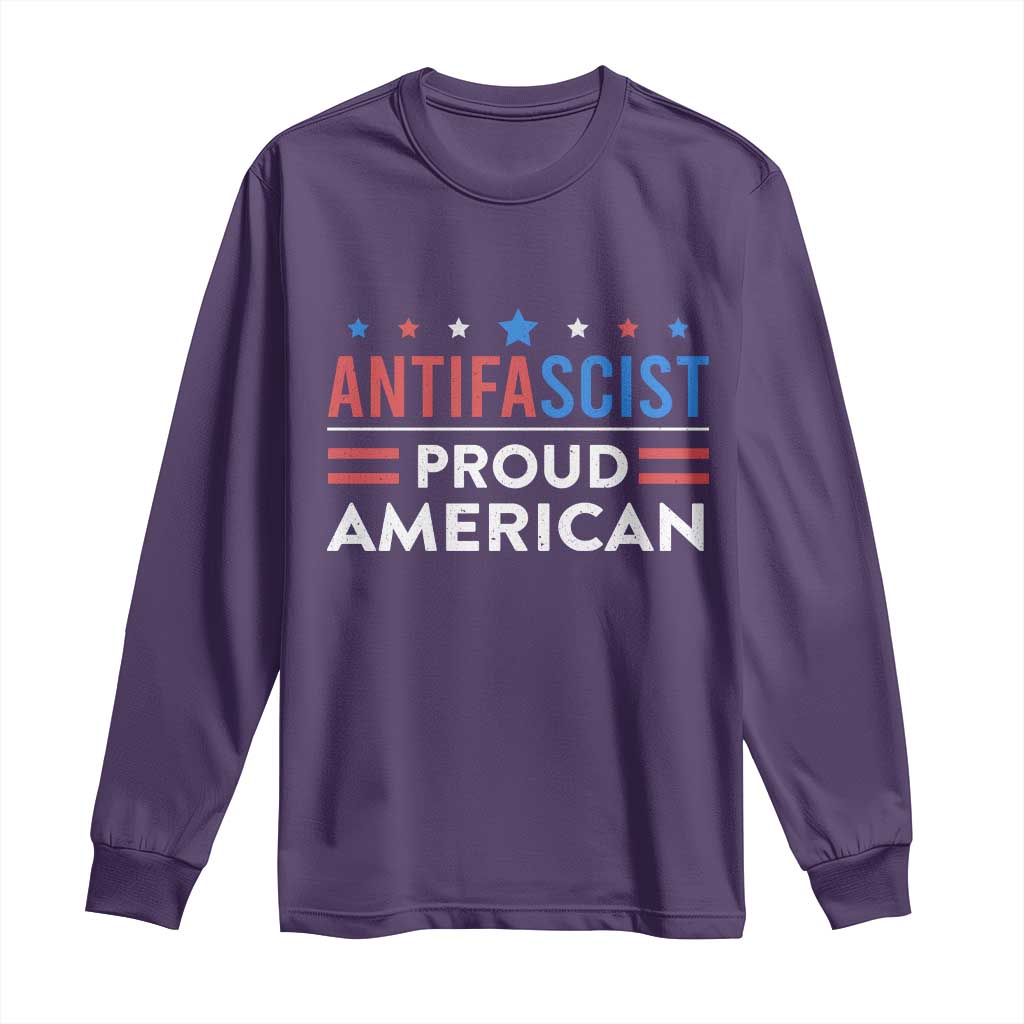 Antifascist Proud American Long Sleeve Shirt Fight Fascism Protest Human Rights - Wonder Print Shop
