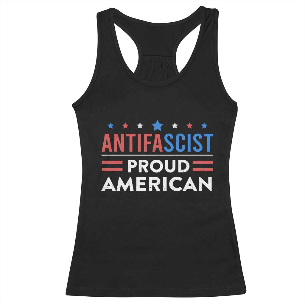 Antifascist Proud American Racerback Tank Top Fight Fascism Protest Human Rights - Wonder Print Shop