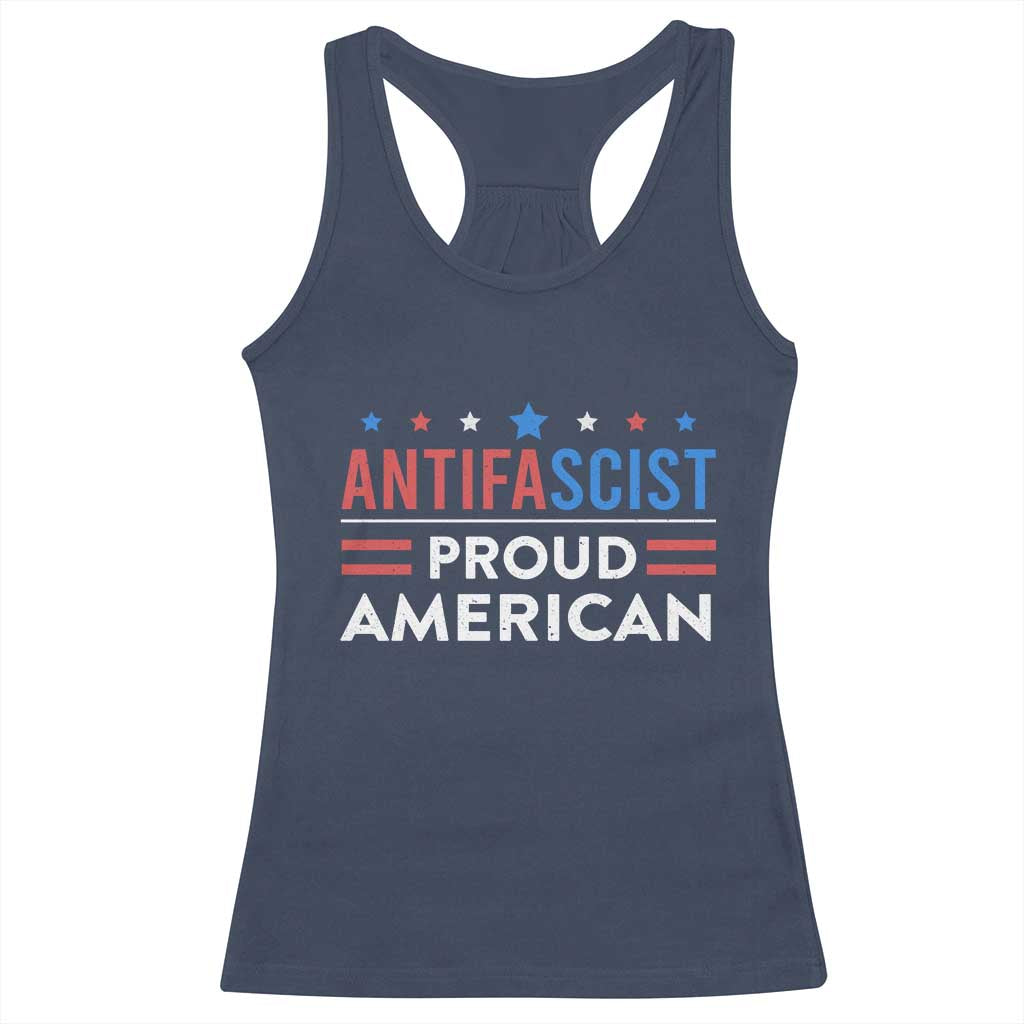 Antifascist Proud American Racerback Tank Top Fight Fascism Protest Human Rights - Wonder Print Shop