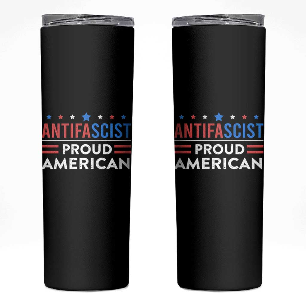 Antifascist Proud American Skinny Tumbler Fight Fascism Protest Human Rights - Wonder Print Shop