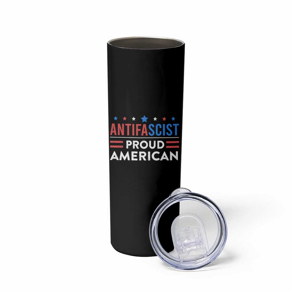Antifascist Proud American Skinny Tumbler Fight Fascism Protest Human Rights - Wonder Print Shop
