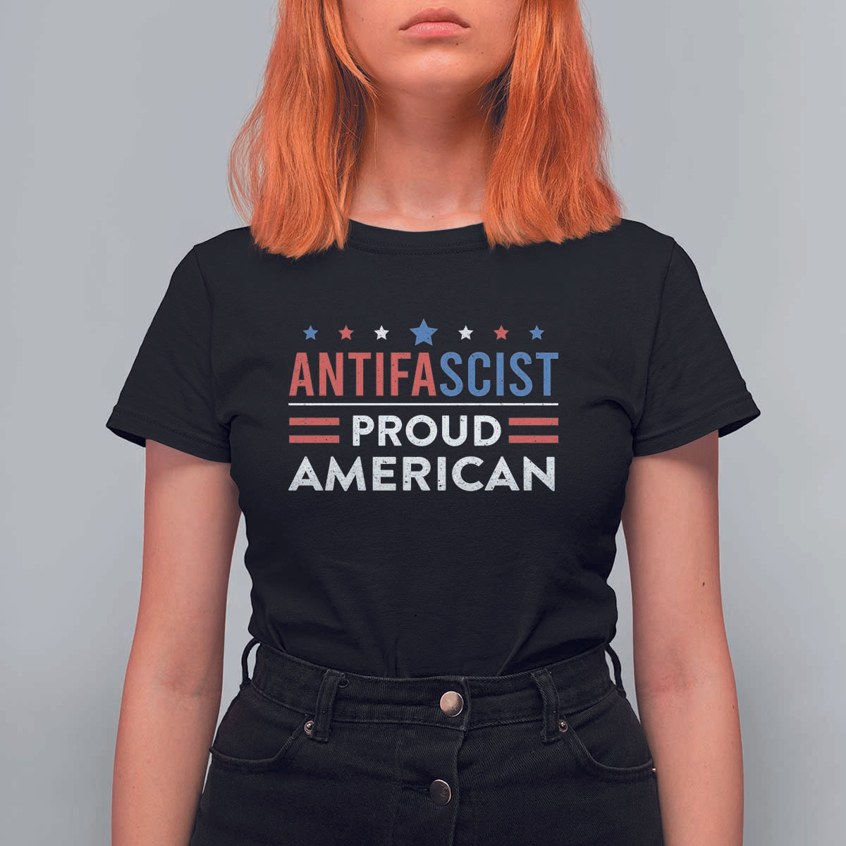 Antifascist Proud American T Shirt For Women Fight Fascism Protest Human Rights - Wonder Print Shop
