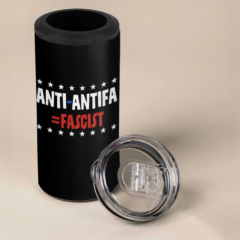 Fight Fascism Protest Anti Fascism 4 in 1 Can Cooler Tumbler Vintage Stars And Stripes - Wonder Print Shop