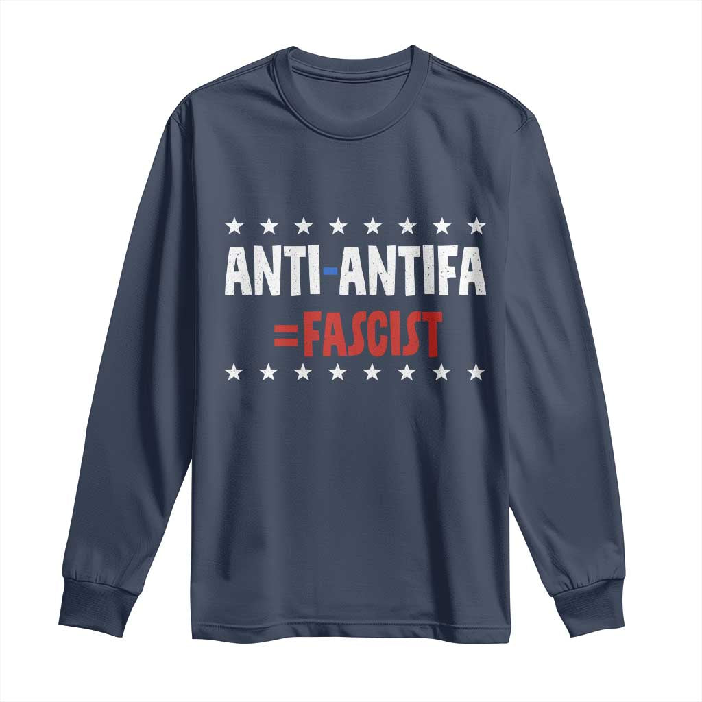 Fight Fascism Protest Anti Fascism Long Sleeve Shirt Vintage Stars And Stripes - Wonder Print Shop