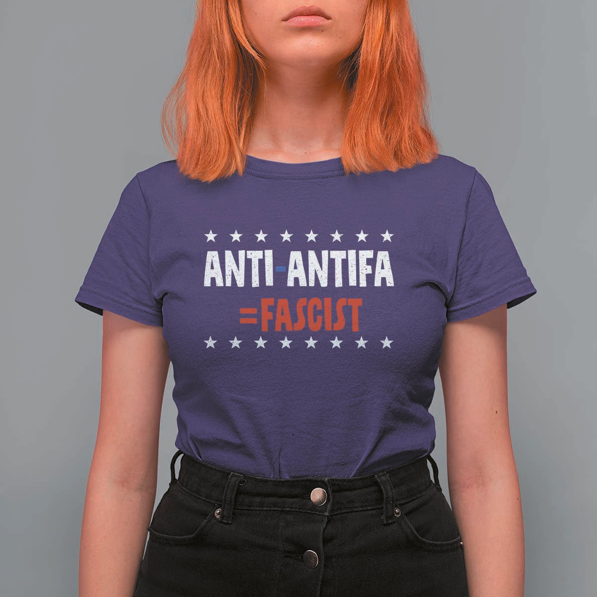 Fight Fascism Protest Anti Fascism T Shirt For Women Vintage Stars And Stripes - Wonder Print Shop