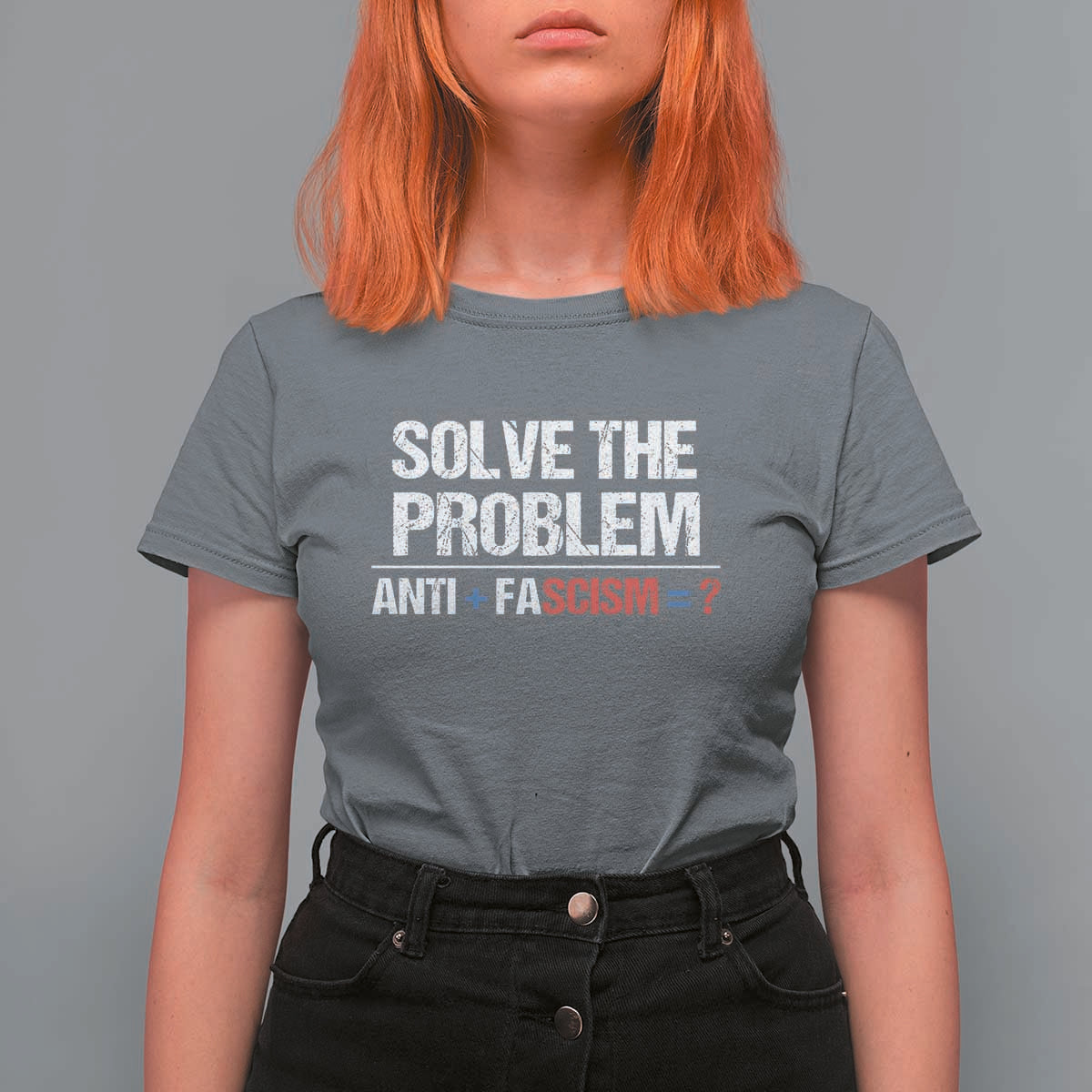 Funny Anti Fascism Protest T Shirt For Women Solve The Problem - Wonder Print Shop