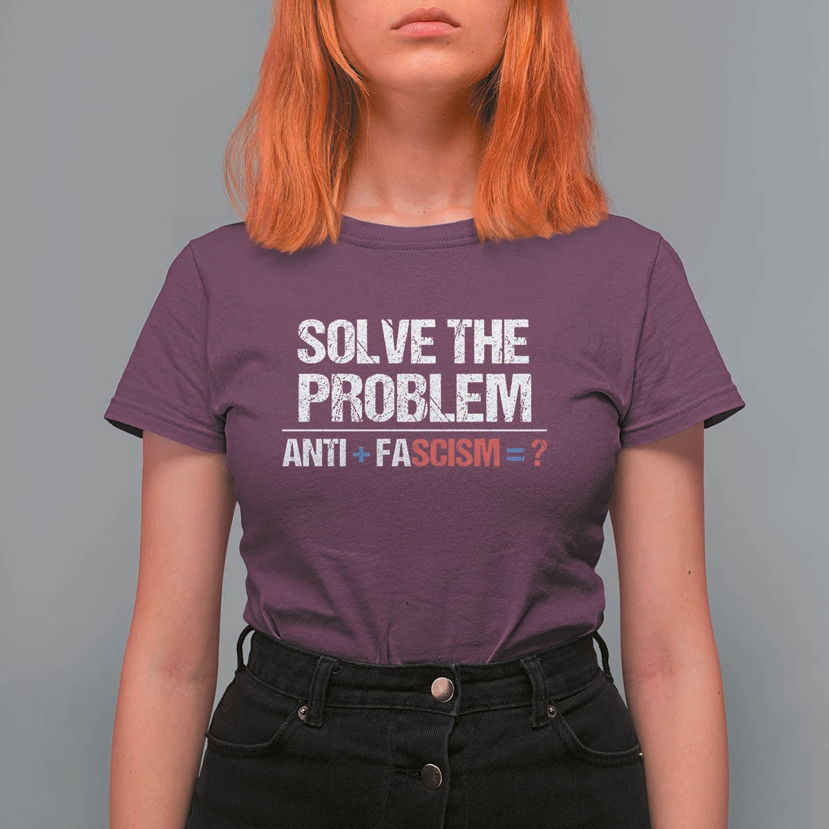 Funny Anti Fascism Protest T Shirt For Women Solve The Problem - Wonder Print Shop