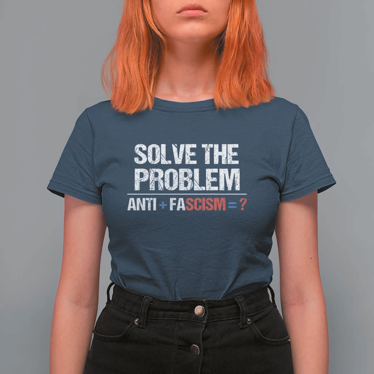Funny Anti Fascism Protest T Shirt For Women Solve The Problem - Wonder Print Shop