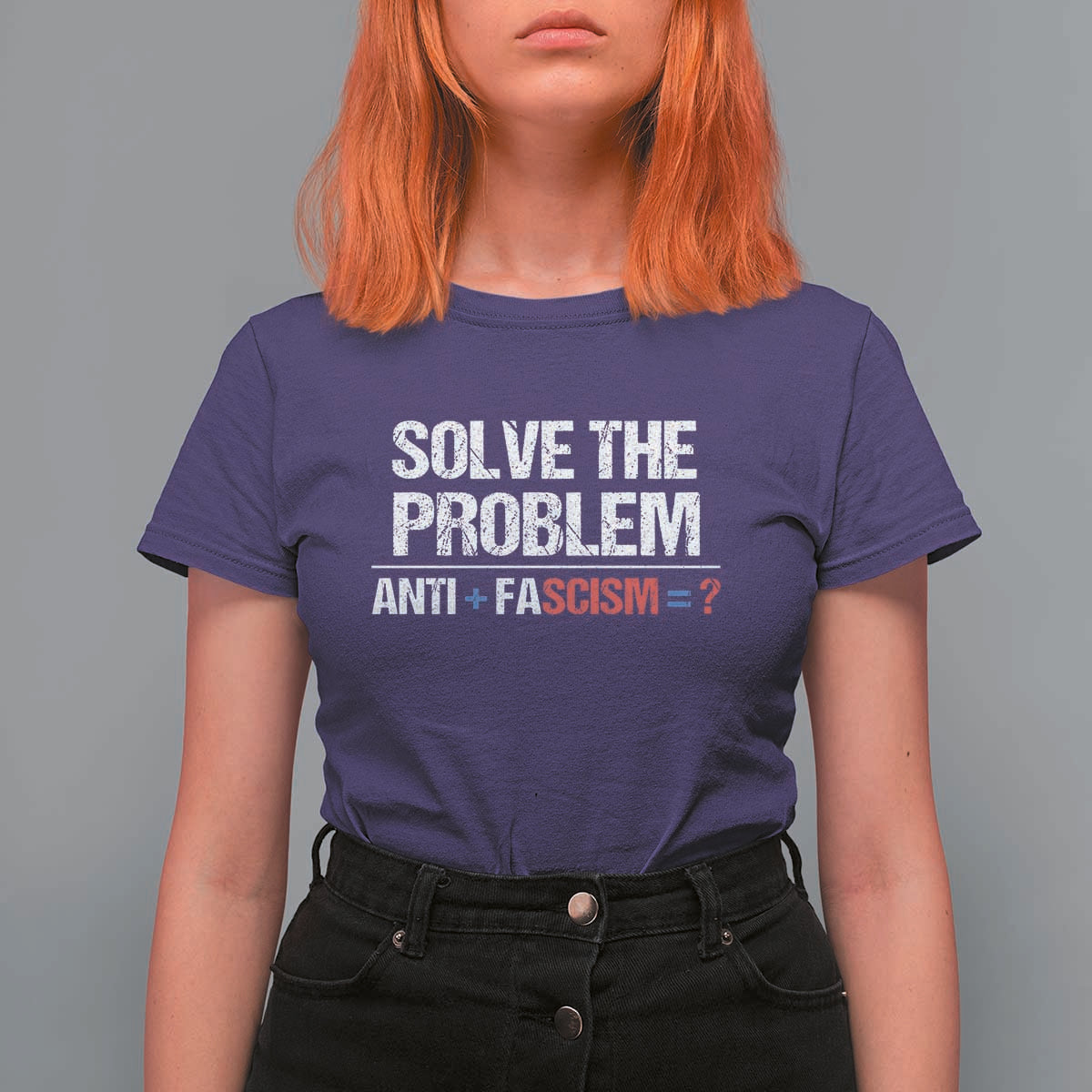 Funny Anti Fascism Protest T Shirt For Women Solve The Problem - Wonder Print Shop
