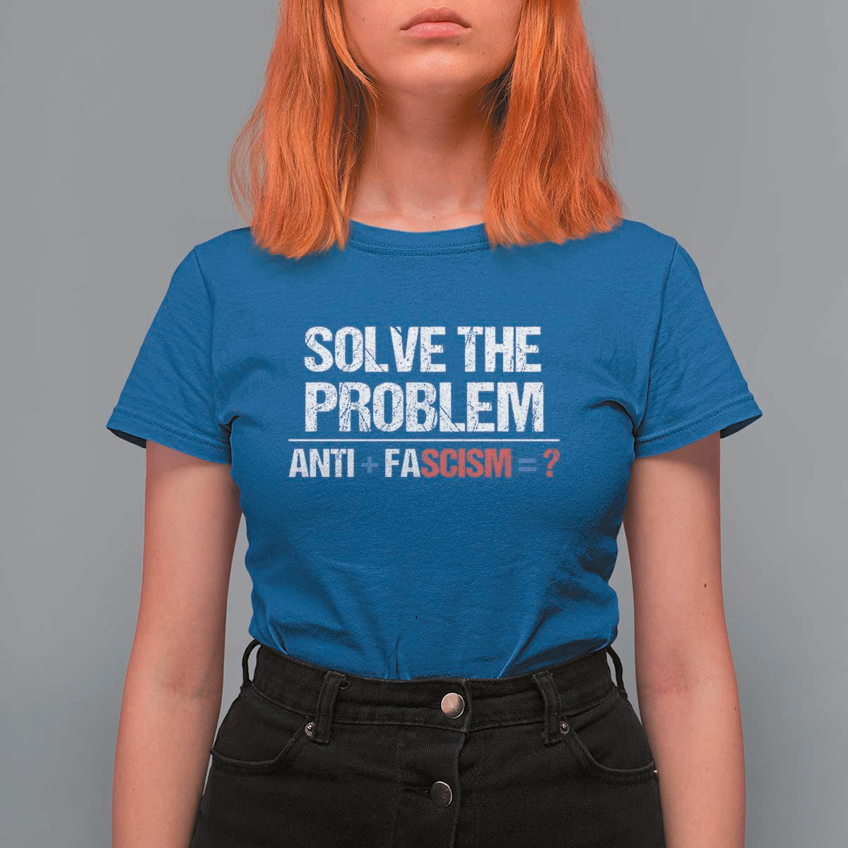 Funny Anti Fascism Protest T Shirt For Women Solve The Problem - Wonder Print Shop