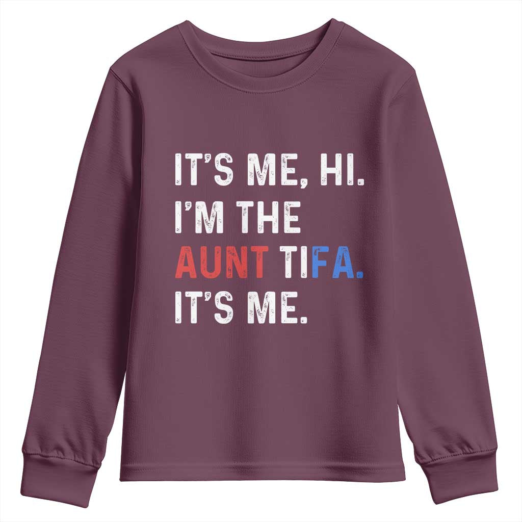 Funny Aunt Tifa Youth Sweatshirt Its Me Hi I Am The Aunt Tifa Fight Fascism Protest - Wonder Print Shop