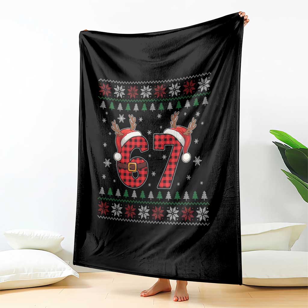 Funny 67 Six Seven Meme Brainrot Cringe Christmas Plaid Graphic Throw Blanket - Wonder Print Shop