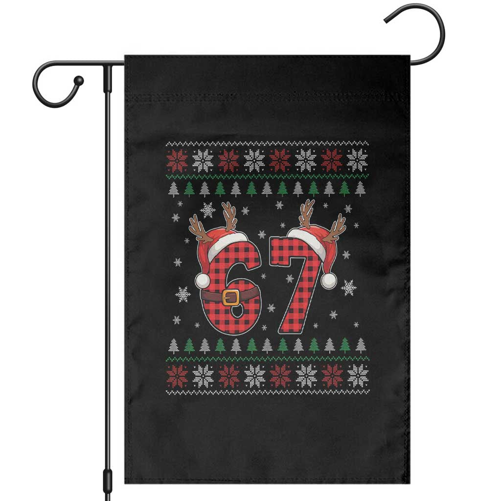 Funny 67 Six Seven Meme Brainrot Cringe Christmas Plaid Graphic Garden Flag - Wonder Print Shop