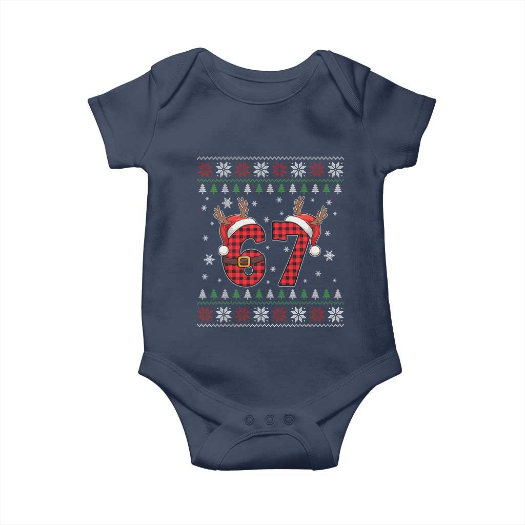Funny 67 Six Seven Meme Brainrot Cringe Christmas Plaid Graphic Baby Onesie - Wonder Print Shop