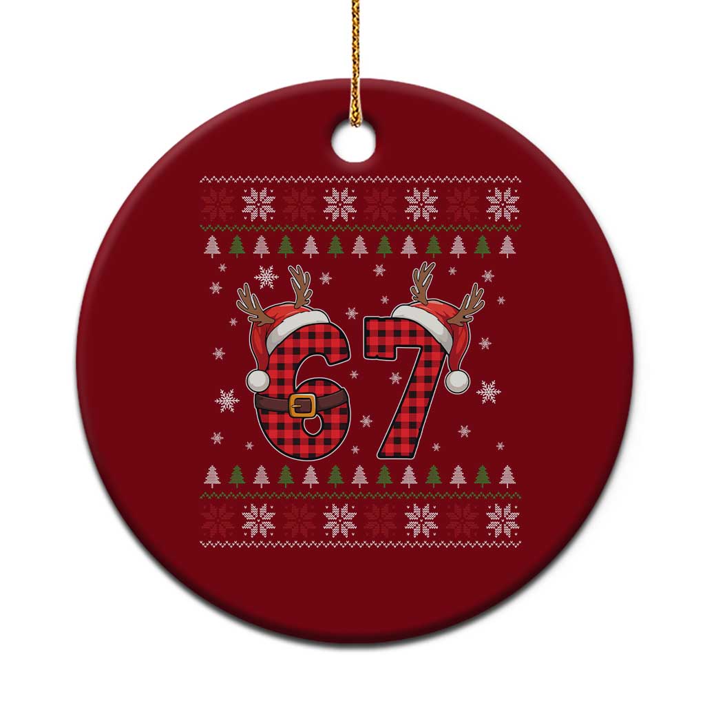 Funny 67 Six Seven Meme Brainrot Cringe Xmas Plaid Graphic Ceramic Ornament - Wonder Print Shop