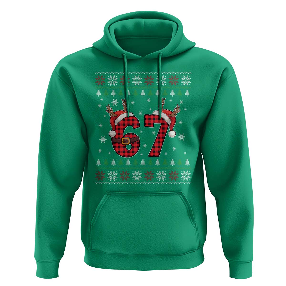 Funny 67 Six Seven Meme Brainrot Cringe Christmas Plaid Graphic Hoodie - Wonder Print Shop