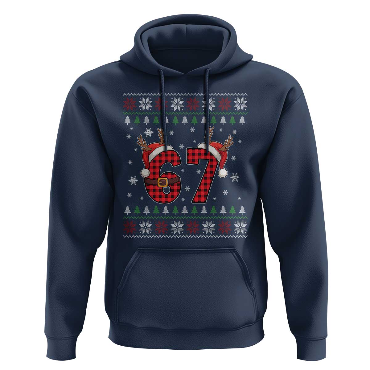 Funny 67 Six Seven Meme Brainrot Cringe Christmas Plaid Graphic Hoodie - Wonder Print Shop