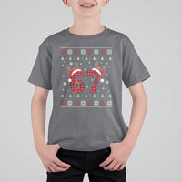 Funny 67 Six Seven Meme Brainrot Cringe Christmas Plaid Graphic T Shirt For Kid - Wonder Print Shop
