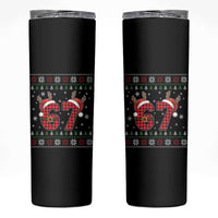 Funny 67 Six Seven Meme Brainrot Cringe Christmas Plaid Graphic Skinny Tumbler - Wonder Print Shop