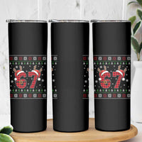 Funny 67 Six Seven Meme Brainrot Cringe Christmas Plaid Graphic Skinny Tumbler - Wonder Print Shop