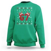 Funny 67 Six Seven Meme Brainrot Cringe Christmas Plaid Graphic Sweatshirt - Wonder Print Shop