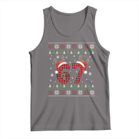 Funny 67 Six Seven Meme Brainrot Cringe Christmas Plaid Graphic Tank Top - Wonder Print Shop