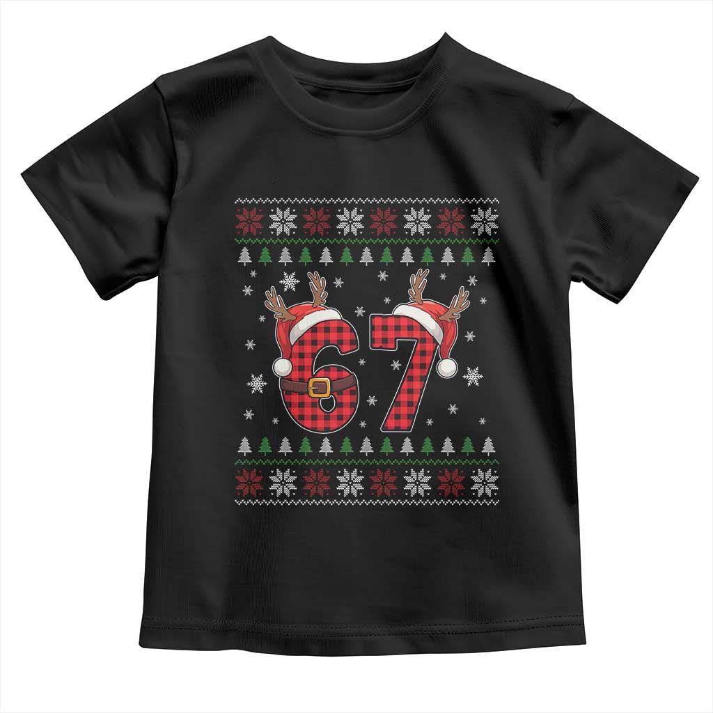 Funny 67 Six Seven Meme Brainrot Cringe Christmas Plaid Graphic Toddler T Shirt - Wonder Print Shop