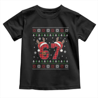 Funny 67 Six Seven Meme Brainrot Cringe Christmas Plaid Graphic Toddler T Shirt - Wonder Print Shop
