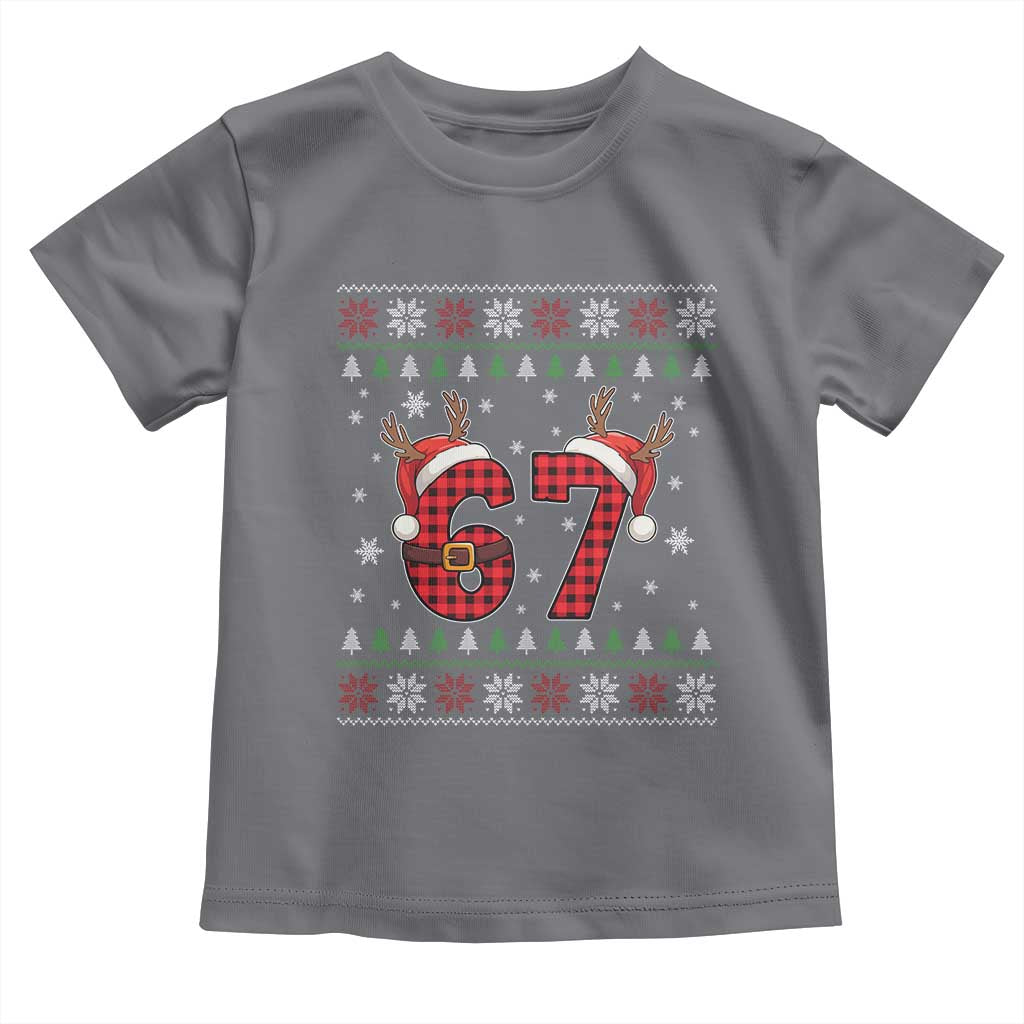 Funny 67 Six Seven Meme Brainrot Cringe Christmas Plaid Graphic Toddler T Shirt - Wonder Print Shop