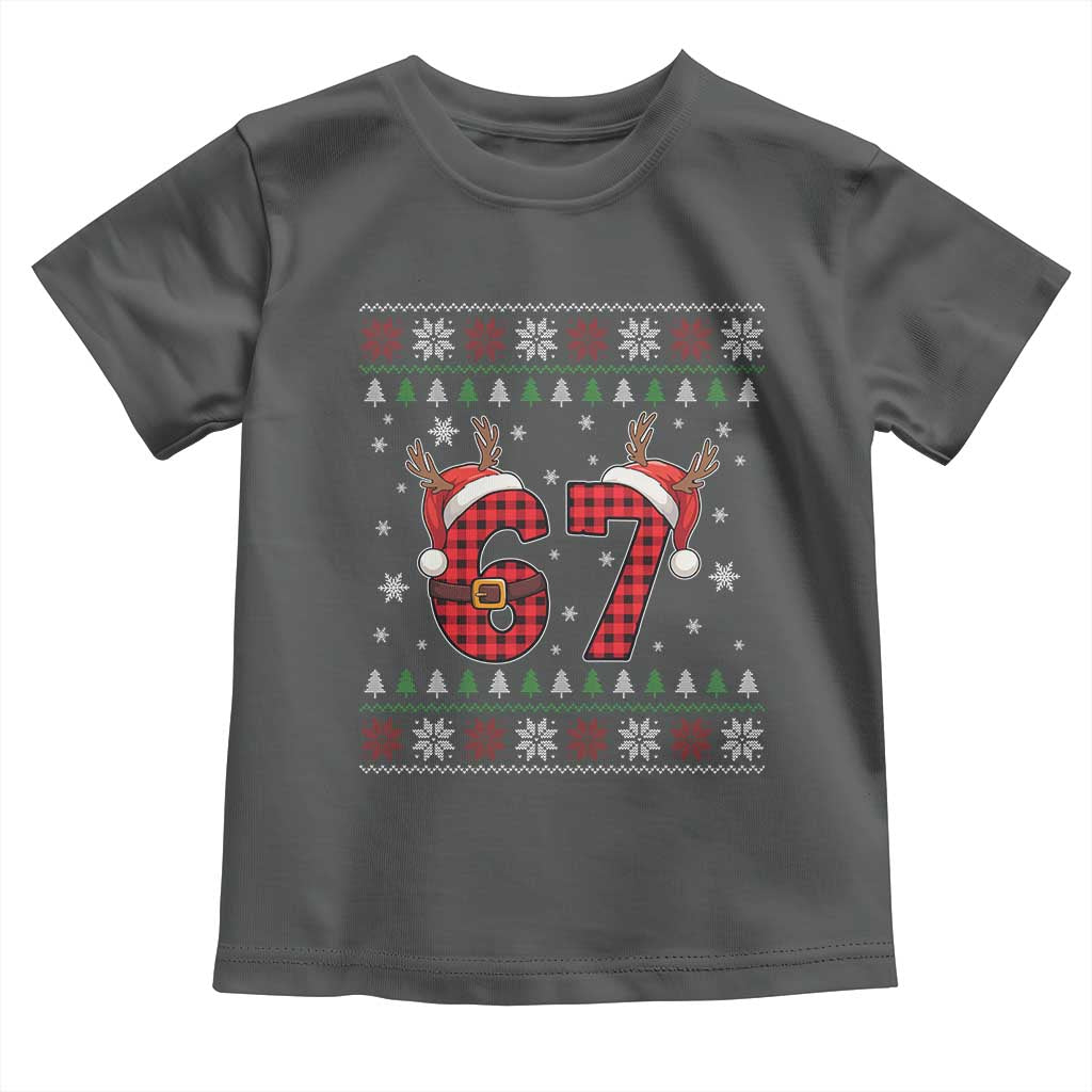 Funny 67 Six Seven Meme Brainrot Cringe Christmas Plaid Graphic Toddler T Shirt - Wonder Print Shop