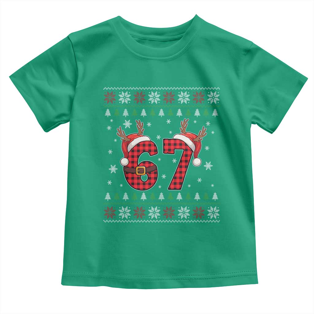 Funny 67 Six Seven Meme Brainrot Cringe Christmas Plaid Graphic Toddler T Shirt - Wonder Print Shop