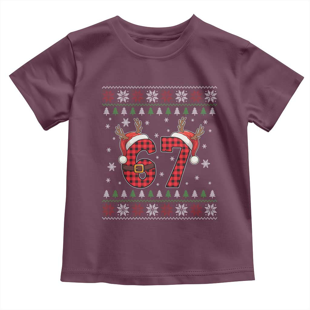 Funny 67 Six Seven Meme Brainrot Cringe Christmas Plaid Graphic Toddler T Shirt - Wonder Print Shop