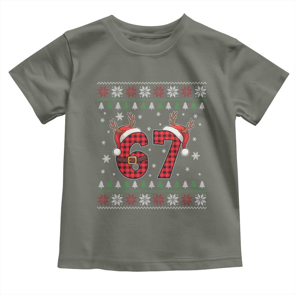 Funny 67 Six Seven Meme Brainrot Cringe Christmas Plaid Graphic Toddler T Shirt - Wonder Print Shop