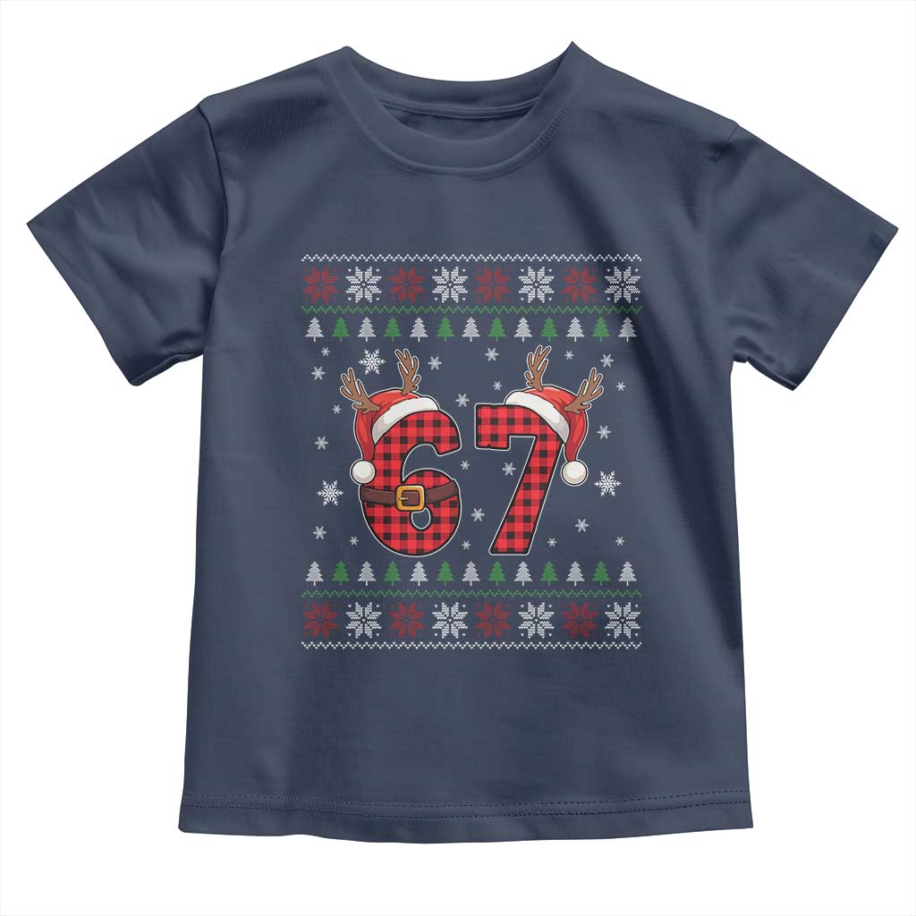 Funny 67 Six Seven Meme Brainrot Cringe Christmas Plaid Graphic Toddler T Shirt - Wonder Print Shop