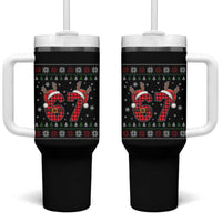 Funny 67 Six Seven Meme Brainrot Cringe Christmas Plaid Graphic Tumbler With Handle - Wonder Print Shop