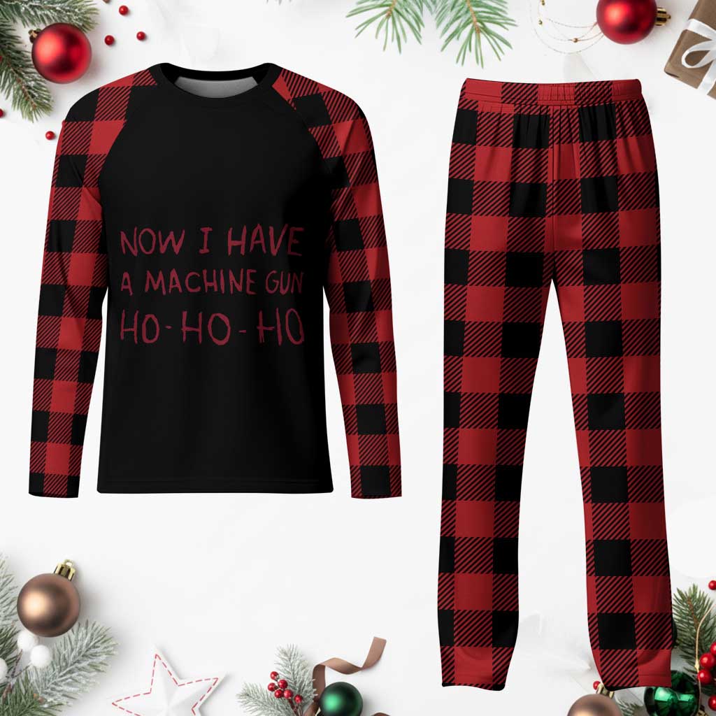 Now I Have A Machine Gun Plaid Pajama Set Funny Xmas 90s Movie - Wonder Print Shop