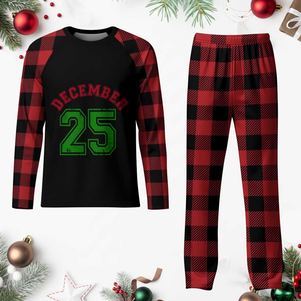 December 25 Christmas Sport Jersey Number Xmas Plaid Pajama Set - Wonder Print Shop