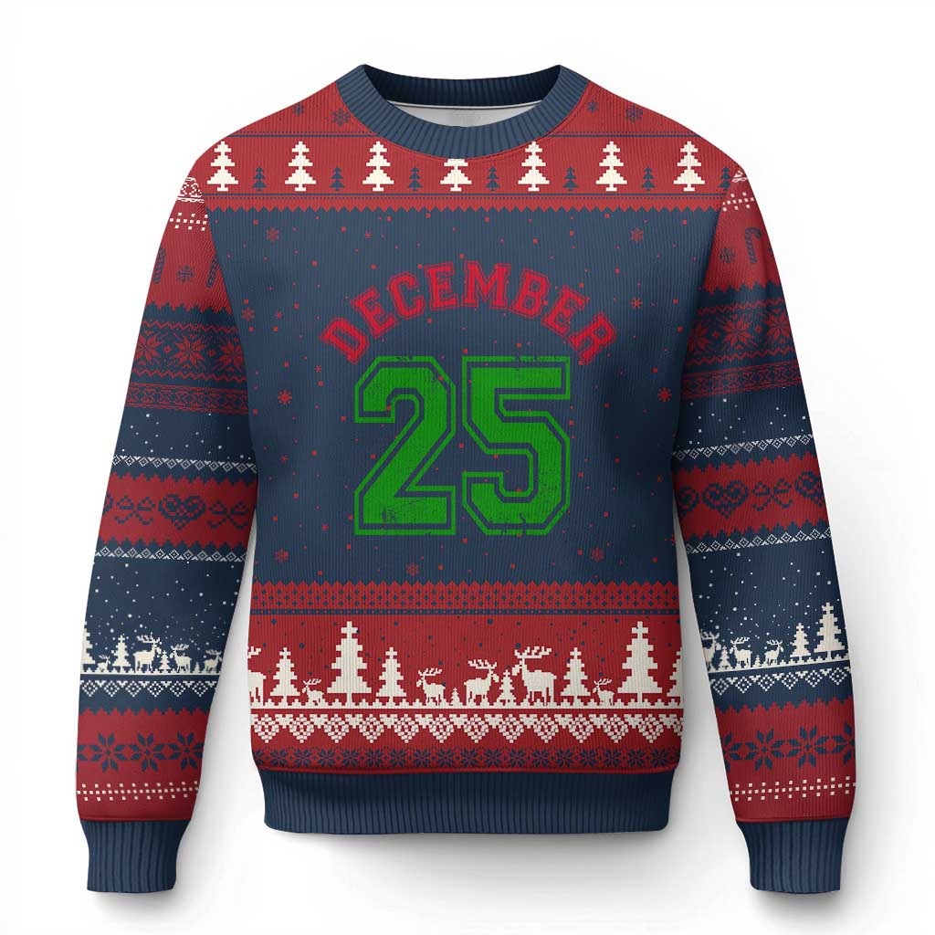 December 25 Xmas Sport Jersey Number Xmas Ugly Christmas Sweater - Wonder Print Shop