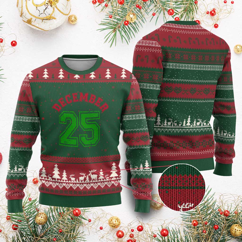 December 25 Xmas Sport Jersey Number Xmas Ugly Christmas Sweater - Wonder Print Shop