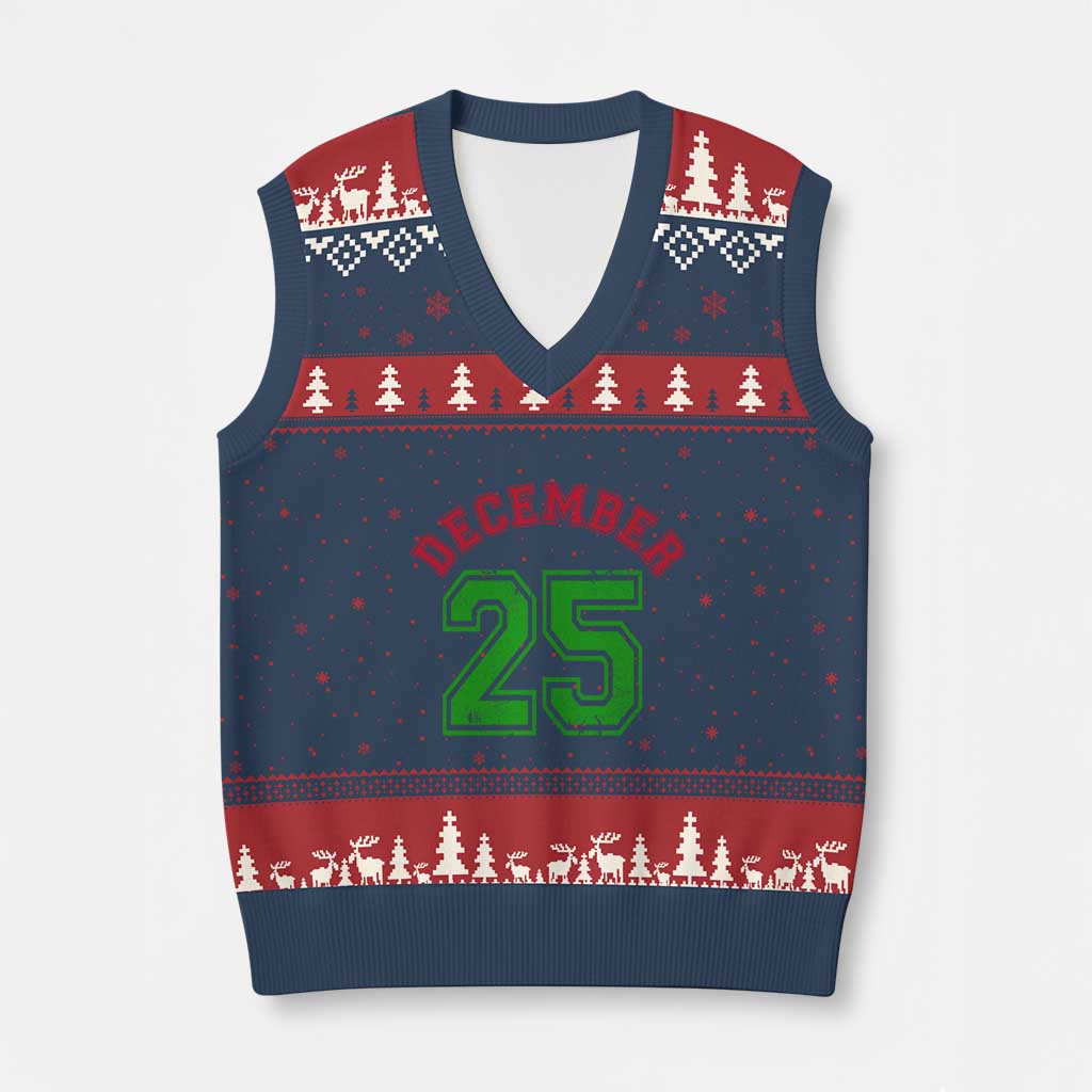 December 25 Xmas Sport Jersey Number Xmas V-Neck Knit Sweater Vest - Wonder Print Shop