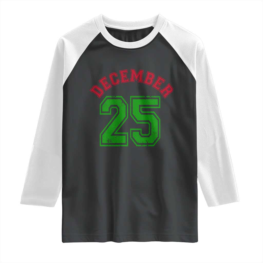 December 25 Christmas Sport Jersey Number Xmas Raglan Shirt - Wonder Print Shop