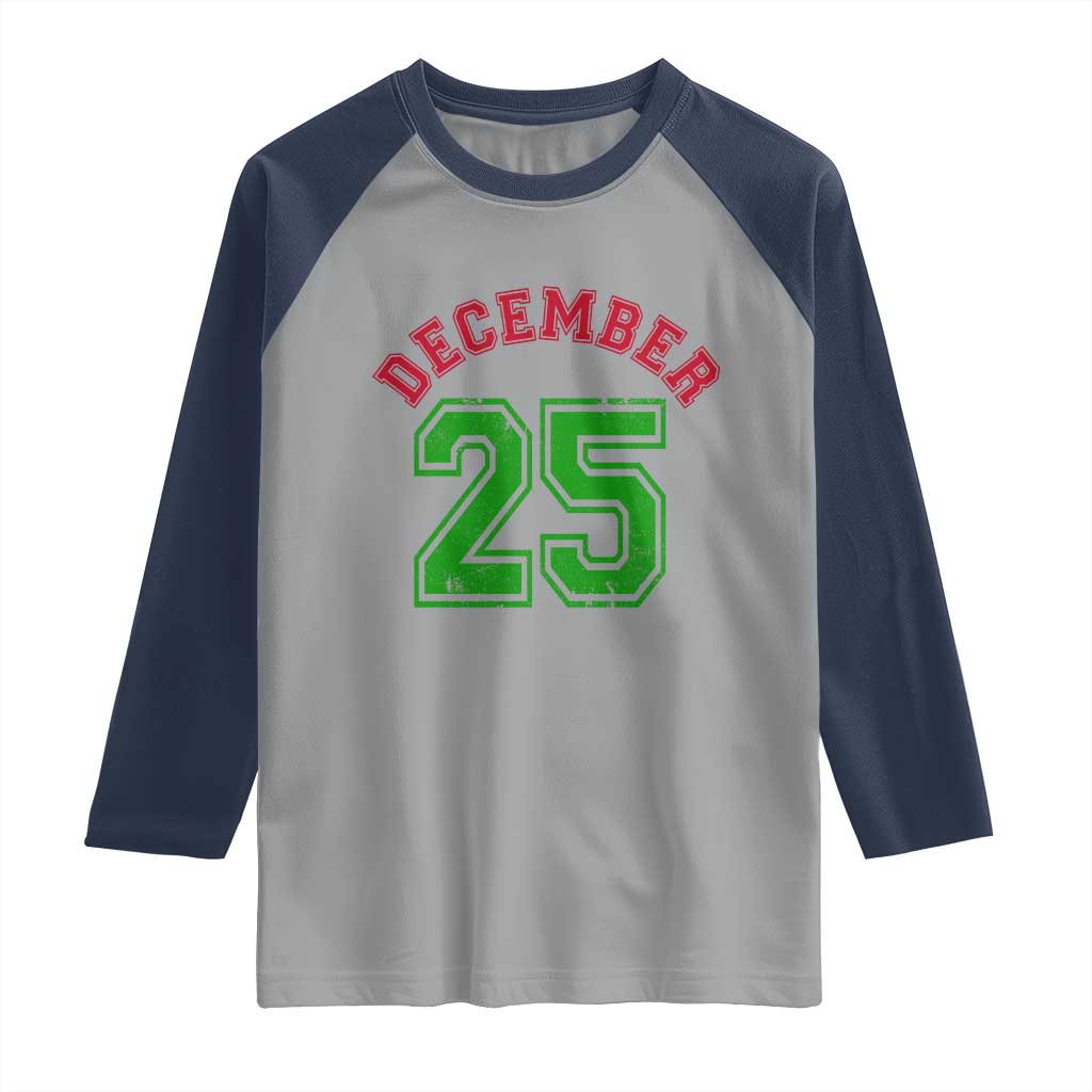 December 25 Christmas Sport Jersey Number Xmas Raglan Shirt - Wonder Print Shop