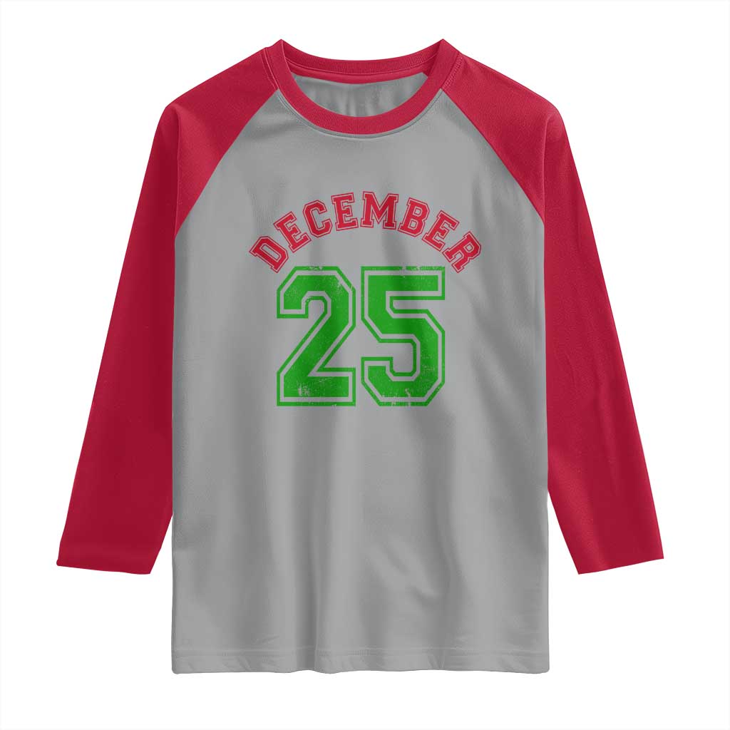 December 25 Christmas Sport Jersey Number Xmas Raglan Shirt - Wonder Print Shop