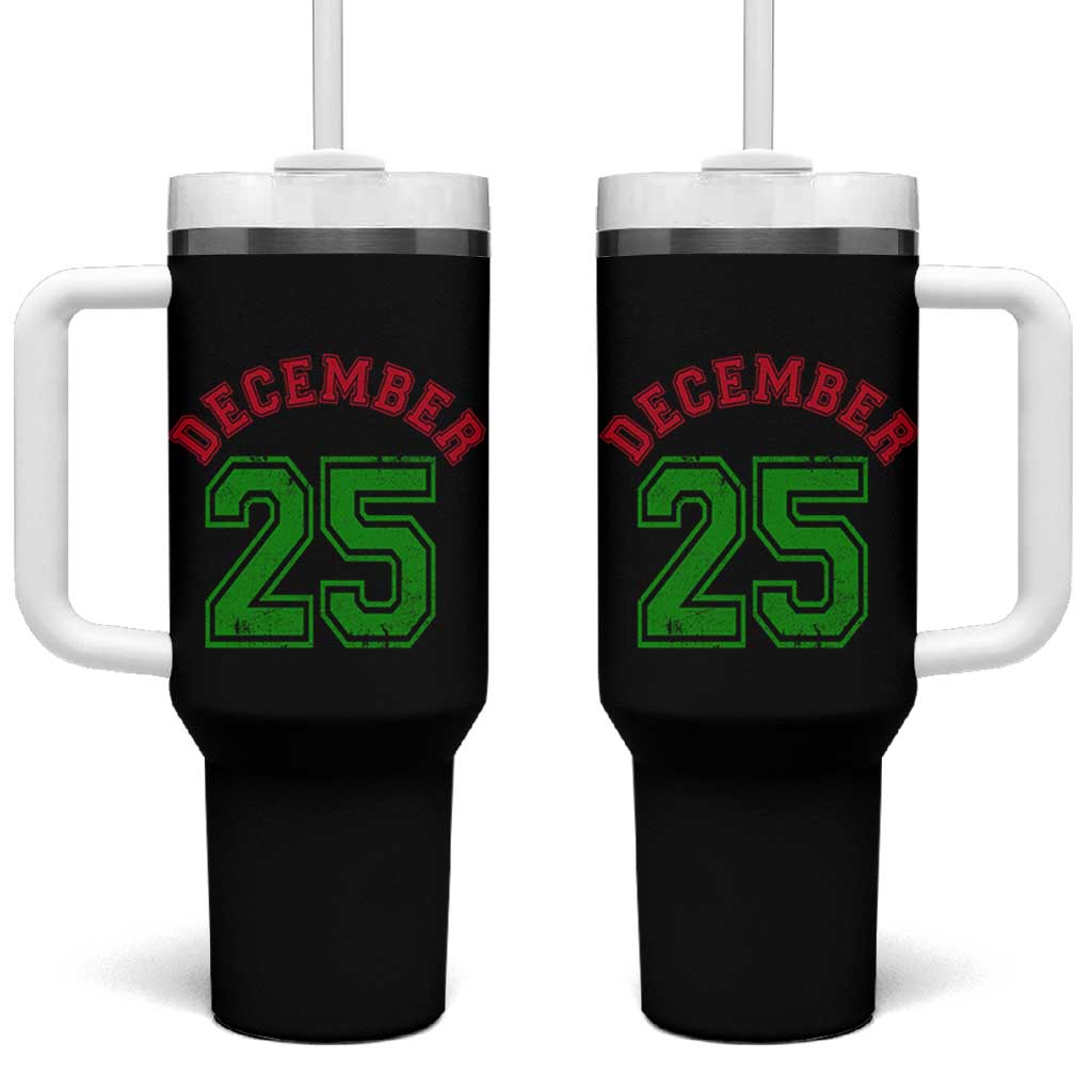 December 25 Christmas Sport Jersey Number Xmas Tumbler With Handle - Wonder Print Shop